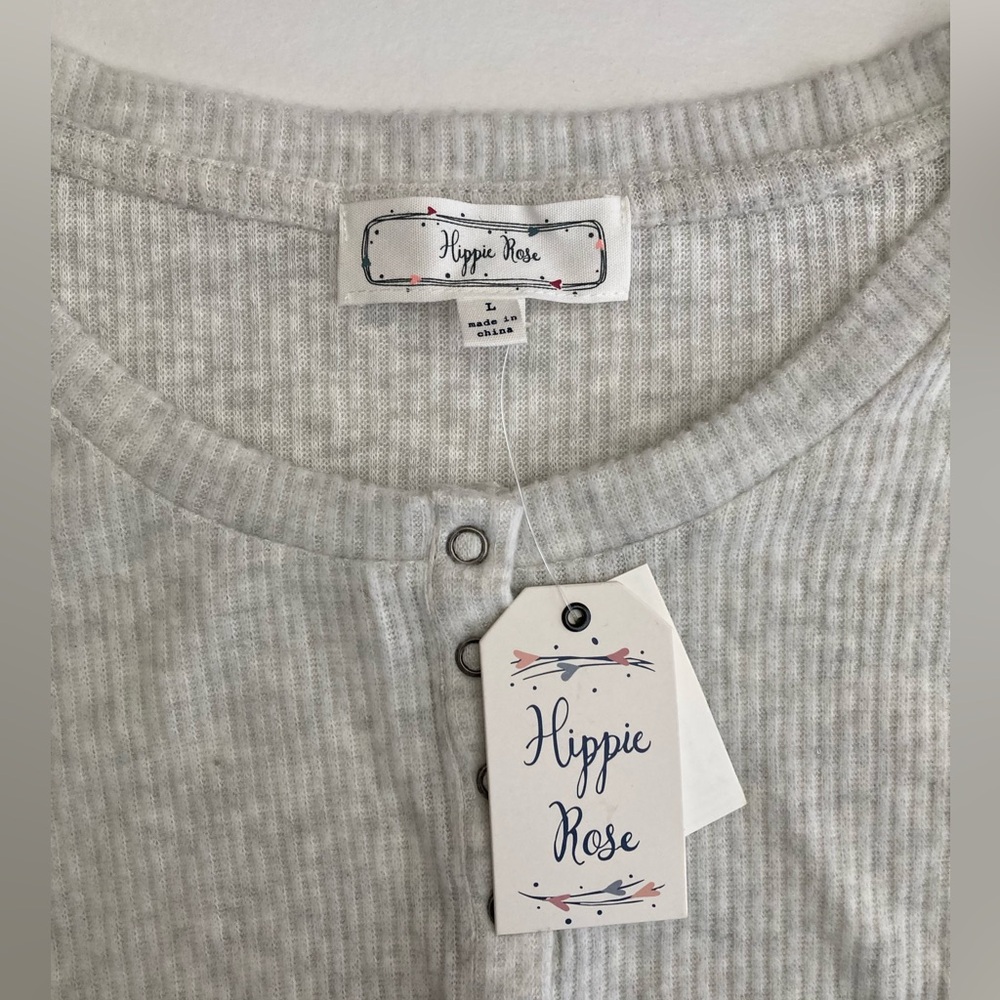 Hippie Rose | NWT Women’s Henley Soft Ribbed Long Sleeve Top - Picture 4 of 6